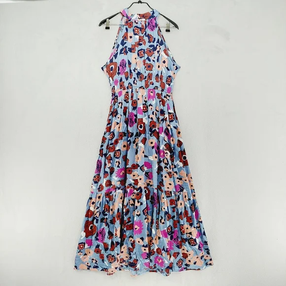 New Cleobella Iman Waterlily Blue Purple Floral Ankle Dress P3783 - Picture 2 of 9